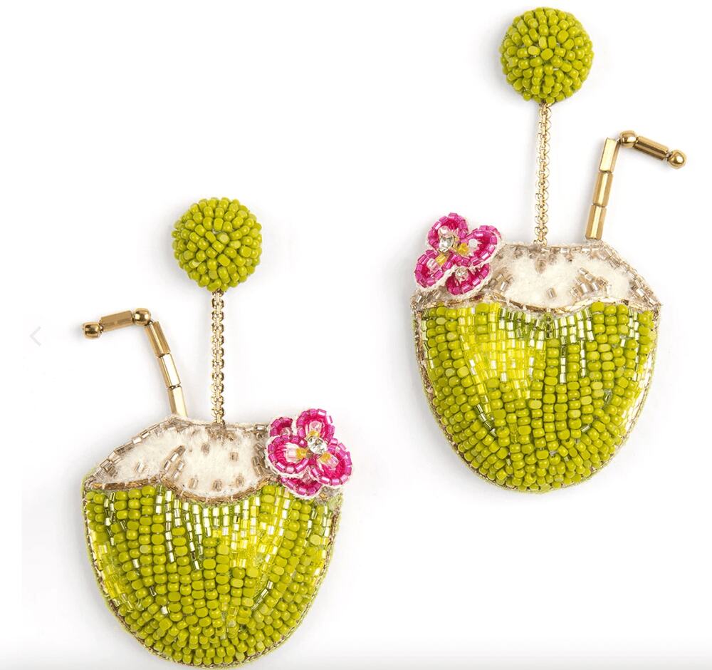 Deepa Gurnani Coconut Water Drop Earrings NEW